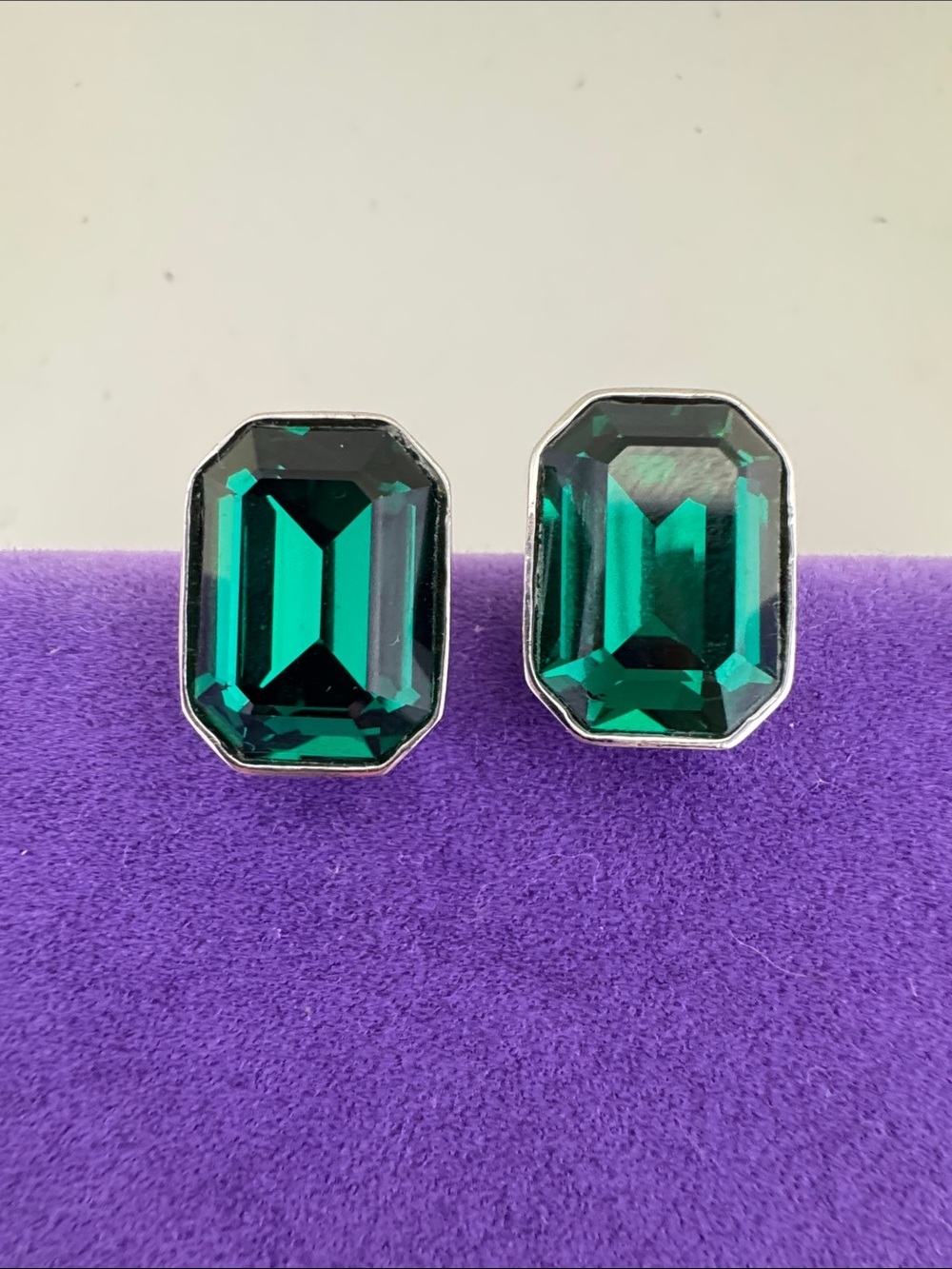 💛 Classic 925 Emerald Green Faceted Octagon Stud Earrings | Bold Statement